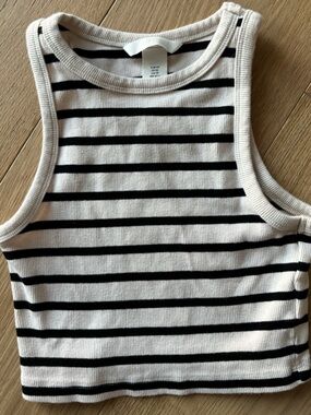 Striped Black & White cropped tank top